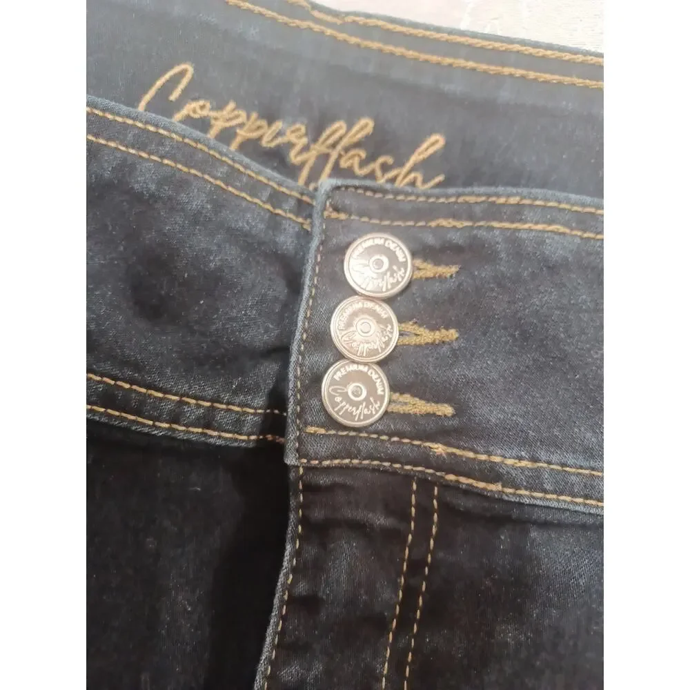 Copperflash Women's Denim Black Stretch Jeans Sz 18W High Rise Skinny